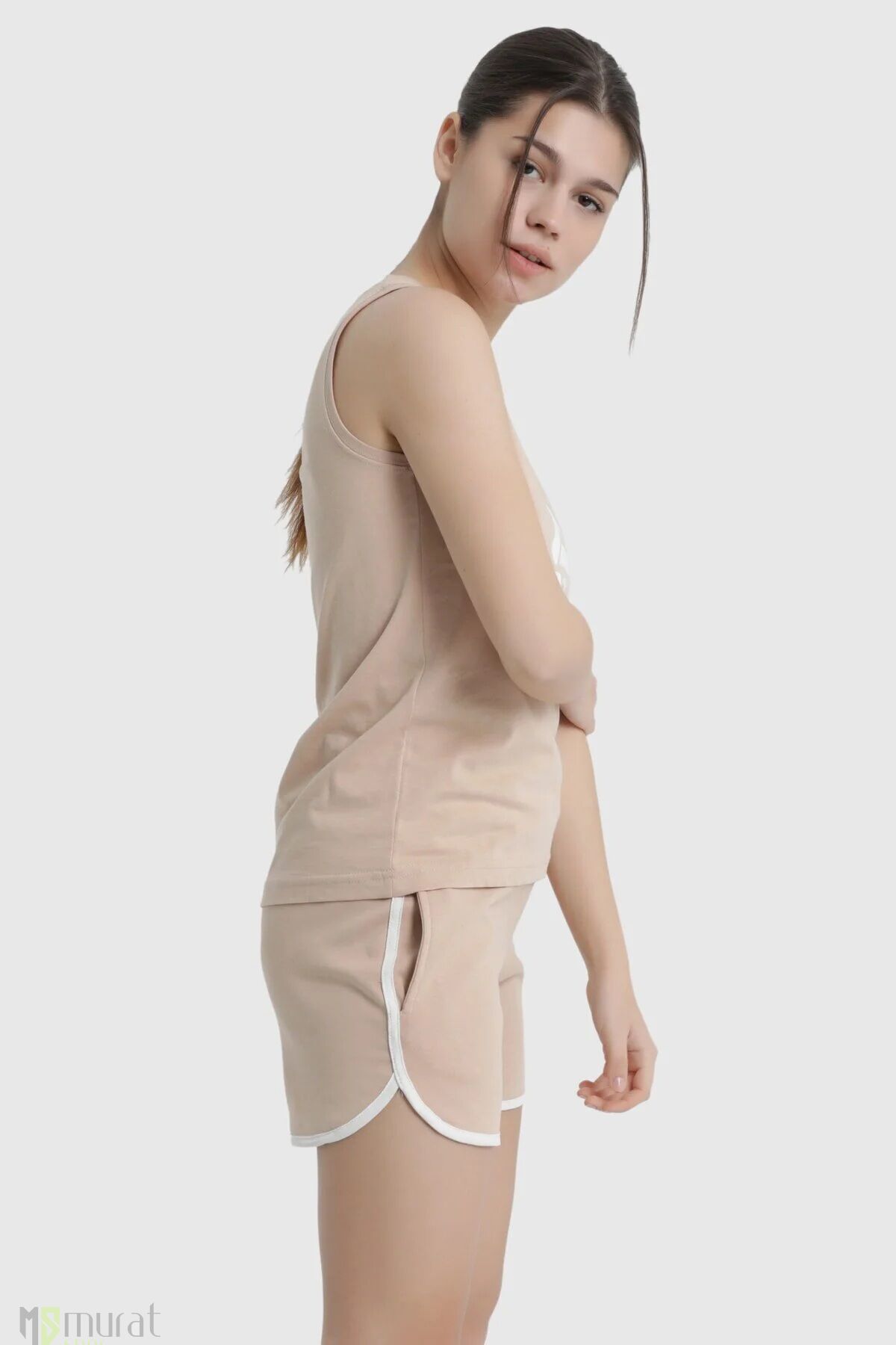 Airlife Kadın Pamuklu Sporcu Bej Şort 17034